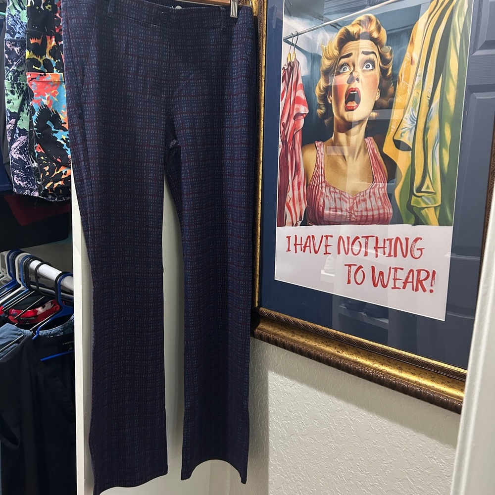 Betabrand Women's Blue and Red Boot Cut Pants